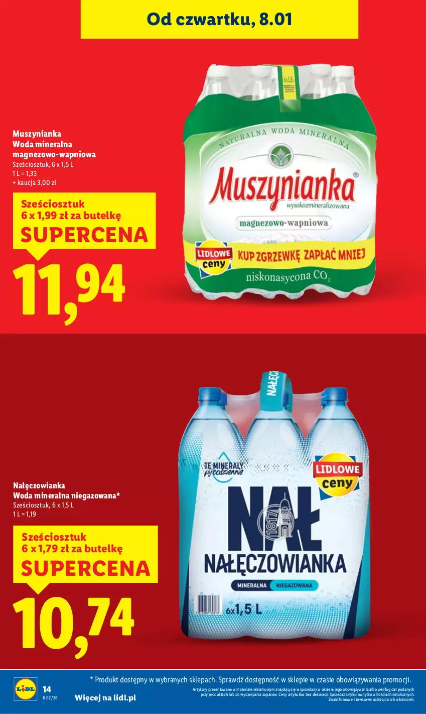 Gazetka promocyjna Lidl - GAZETKA - ważna 08.01 do 10.01.2026 - strona 14 - produkty: Magnez, Mus, Muszynianka, Nałęczowianka, Woda, Woda mineralna