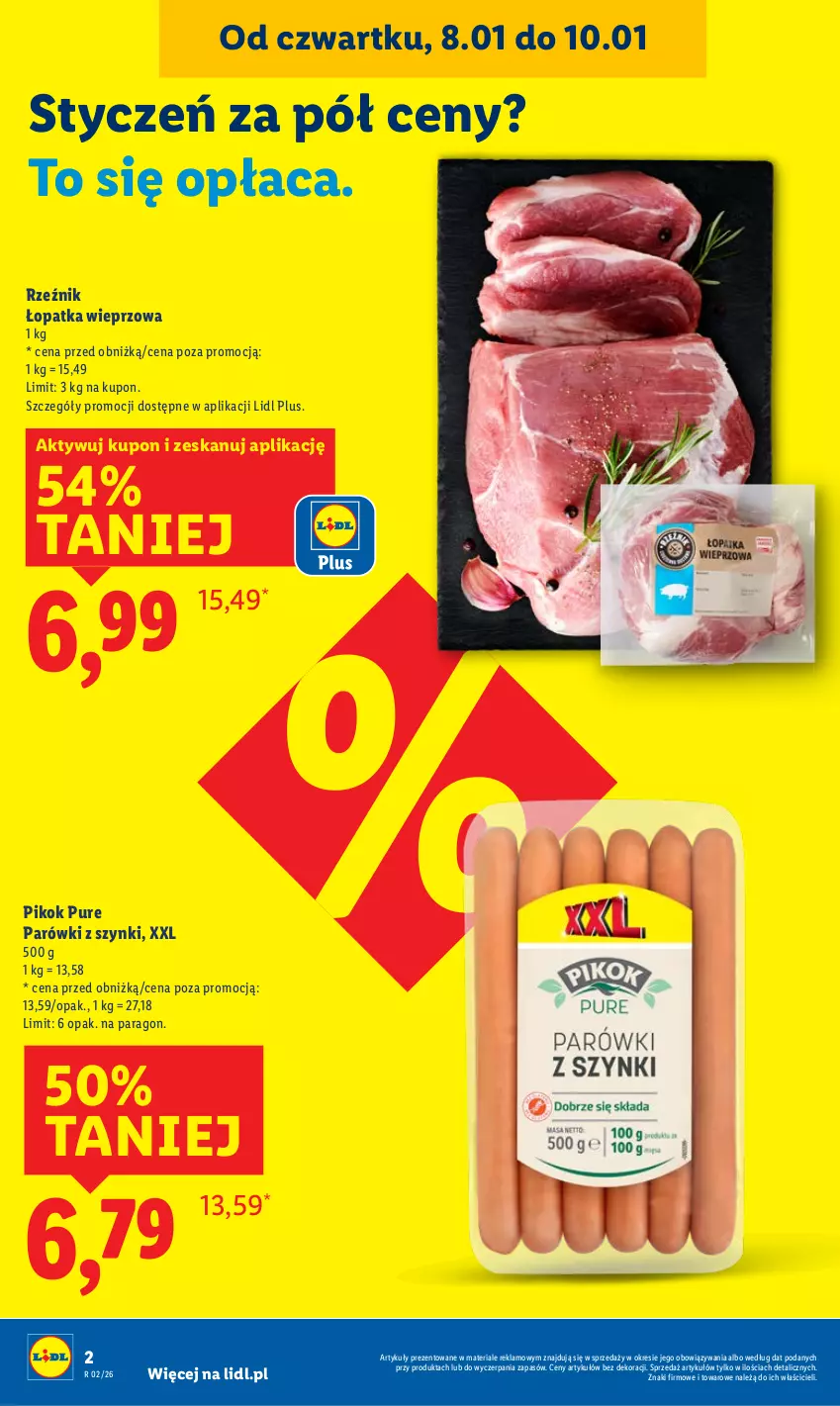 Gazetka promocyjna Lidl - GAZETKA - ważna 08.01 do 10.01.2026 - strona 2 - produkty: Parówki, Parówki z szynki, PIKOK, Pur