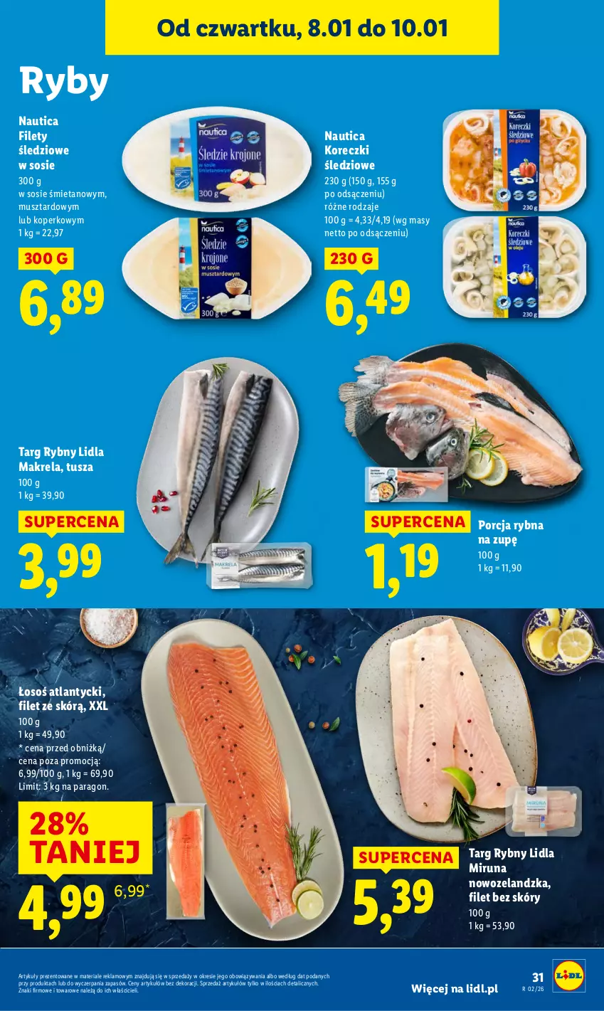 Gazetka promocyjna Lidl - GAZETKA - ważna 08.01 do 10.01.2026 - strona 31 - produkty: Koreczki śledziowe, Miruna, Mus, Por, Sos, Tusz