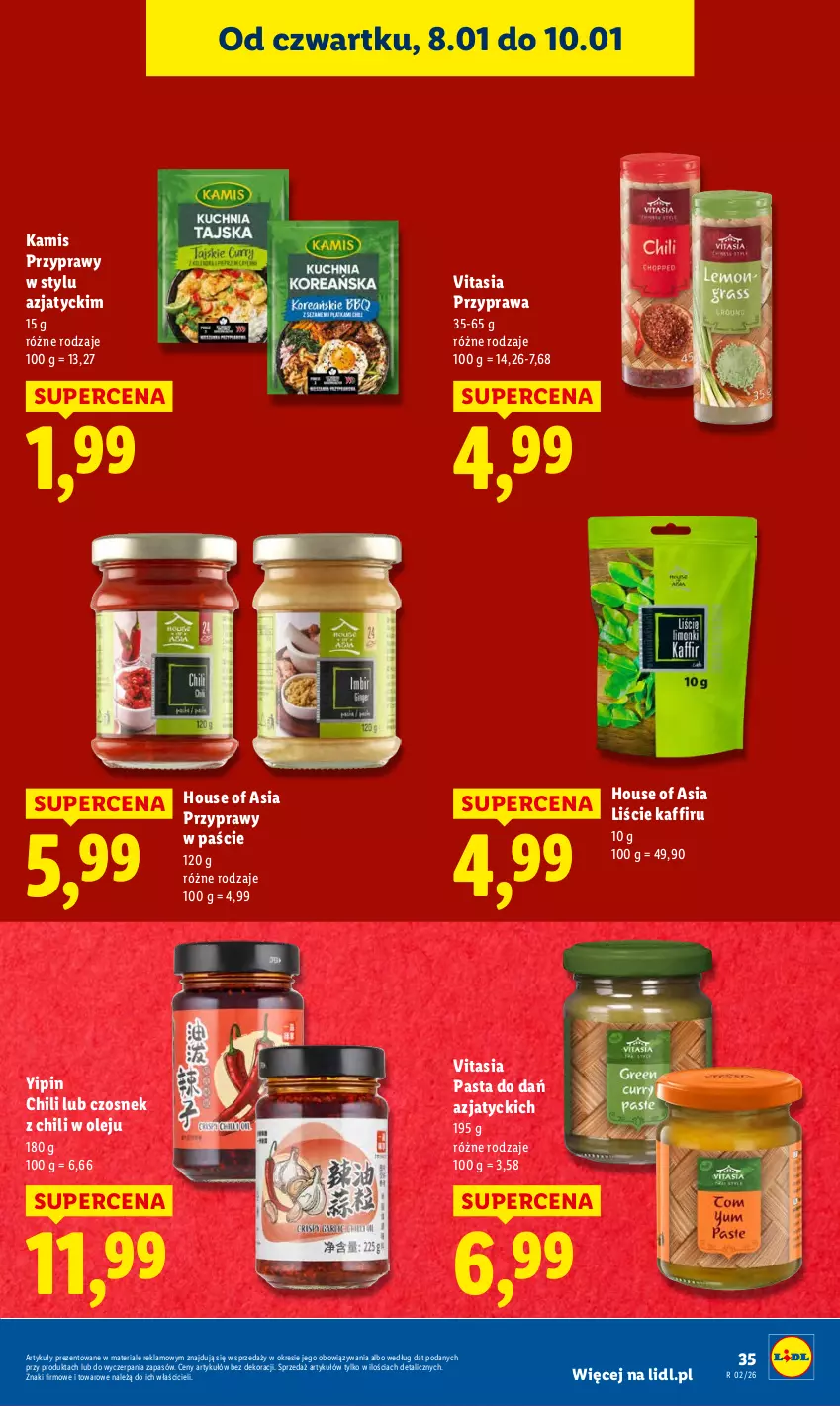 Gazetka promocyjna Lidl - GAZETKA - ważna 08.01 do 10.01.2026 - strona 35 - produkty: Czosnek, House of Asia, Kamis, Olej, Przyprawy
