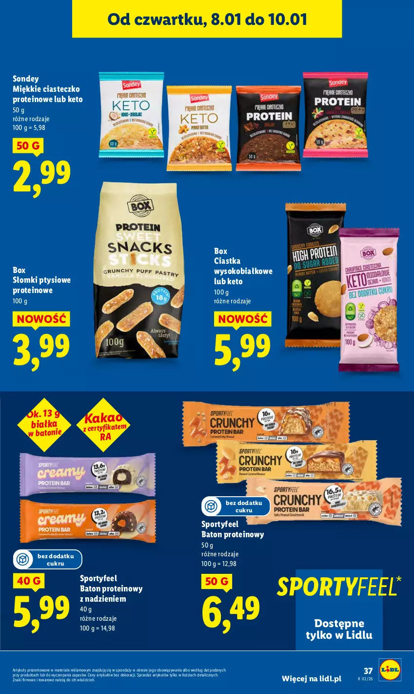 Gazetka promocyjna Lidl - GAZETKA - ważna 08.01 do 10.01.2026 - strona 37 - produkty: Baton, Ciastka, Kakao, Por, Sok, Sport