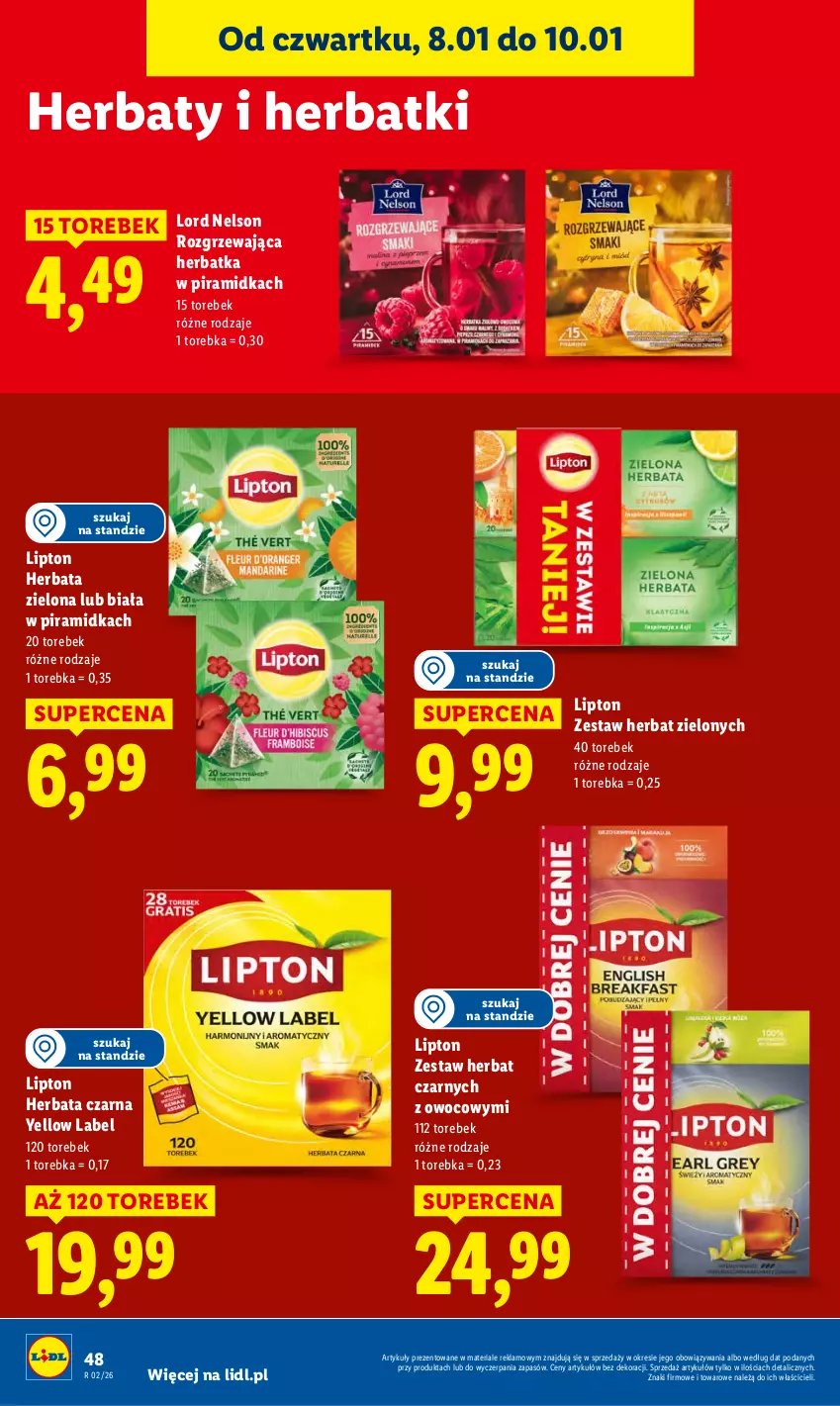 Gazetka promocyjna Lidl - GAZETKA - ważna 08.01 do 10.01.2026 - strona 48 - produkty: Herbata, Herbata czarna, Lipton, Torebka