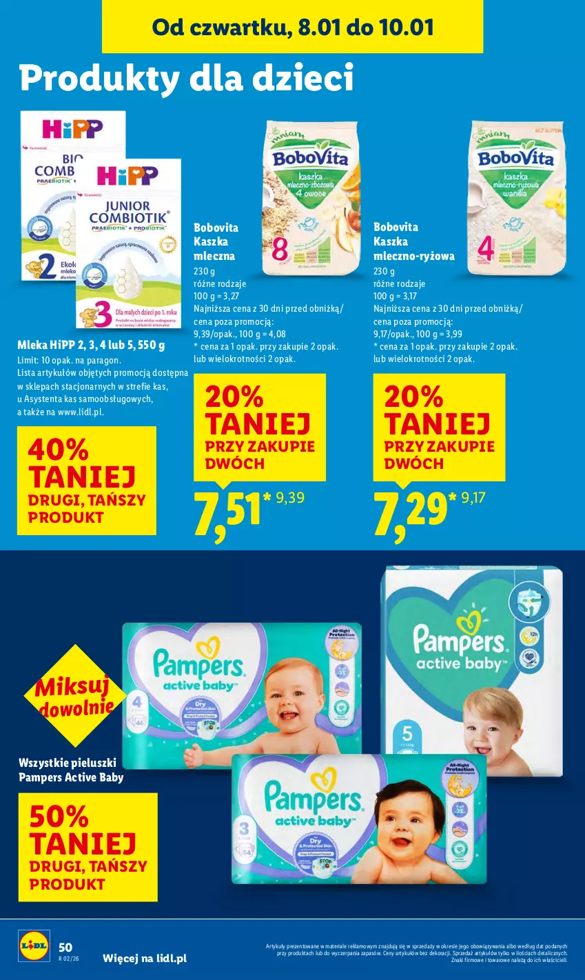 Gazetka promocyjna Lidl - GAZETKA - ważna 08.01 do 10.01.2026 - strona 50 - produkty: BoboVita, Dzieci, HiPP, Pampers, Ryż