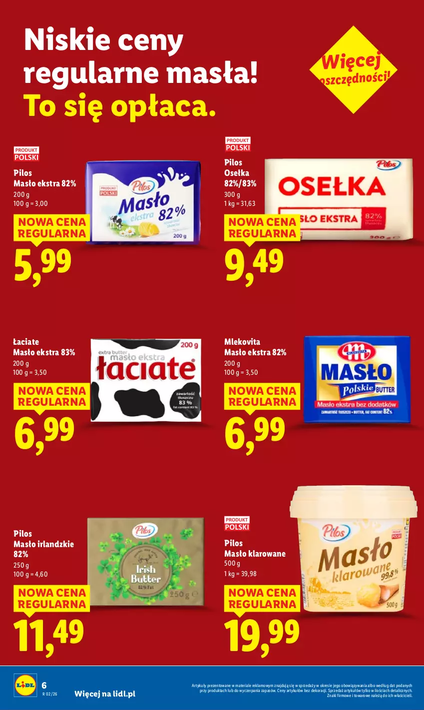 Gazetka promocyjna Lidl - GAZETKA - ważna 08.01 do 10.01.2026 - strona 6 - produkty: Masło, Masło klarowane, Mleko, Mlekovita, Pilos