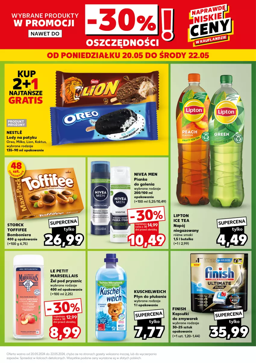 Gazetka promocyjna Kaufland - Kaufland - ważna 20.05 do 22.05.2024 - strona 5 - produkty: Bomboniera, Finish, Ice tea, Kaktus, Lion, Lipton, Lody, Mars, Milka, Napój, Nivea, Nivea Men, Oreo, Pianka do golenia, Płyn do płukania, Toffifee