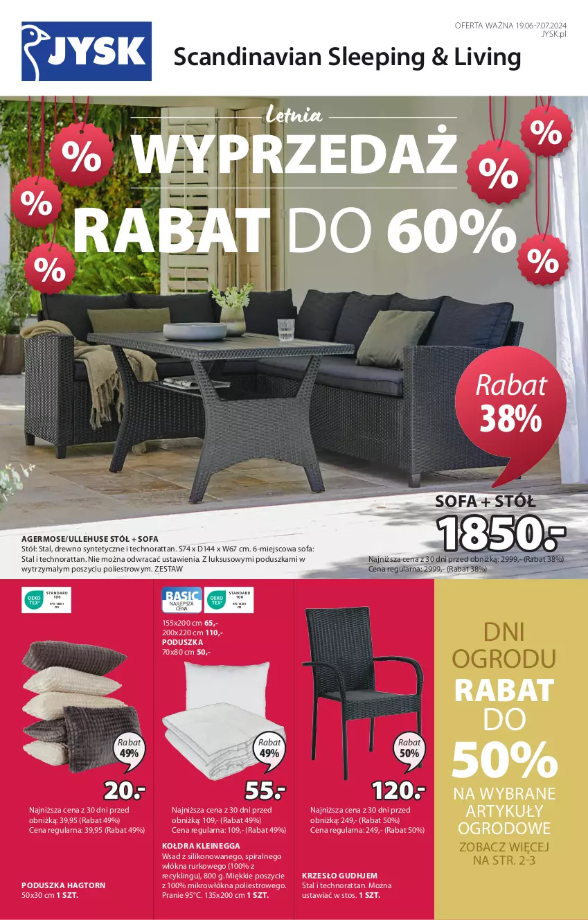 Gazetka promocyjna Jysk - Oferta tygodnia - ważna 19.06 do 07.07.2024 - strona 2 - produkty: Fa, Kołdra, Krzesło, Poduszka, Sofa, Stół