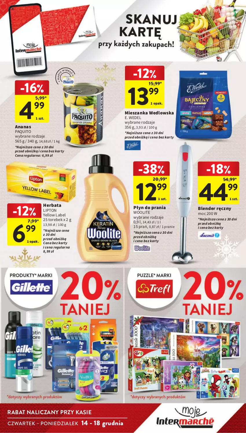 Gazetka promocyjna Intermarche - Gazetka Intermarche - ważna 07.12 do 13.12.2023 - strona 13 - produkty: Ananas, Blender, Blender ręczny, E. Wedel, Herbata, Lipton, Mieszanka wedlowska, Płyn do prania, Woolite