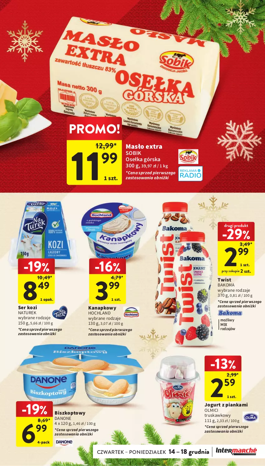 Gazetka promocyjna Intermarche - Gazetka Intermarche - ważna 07.12 do 13.12.2023 - strona 33 - produkty: Bakoma, Danone, Hochland, Jogurt, Masło, NaTurek, Ser, Ser kozi