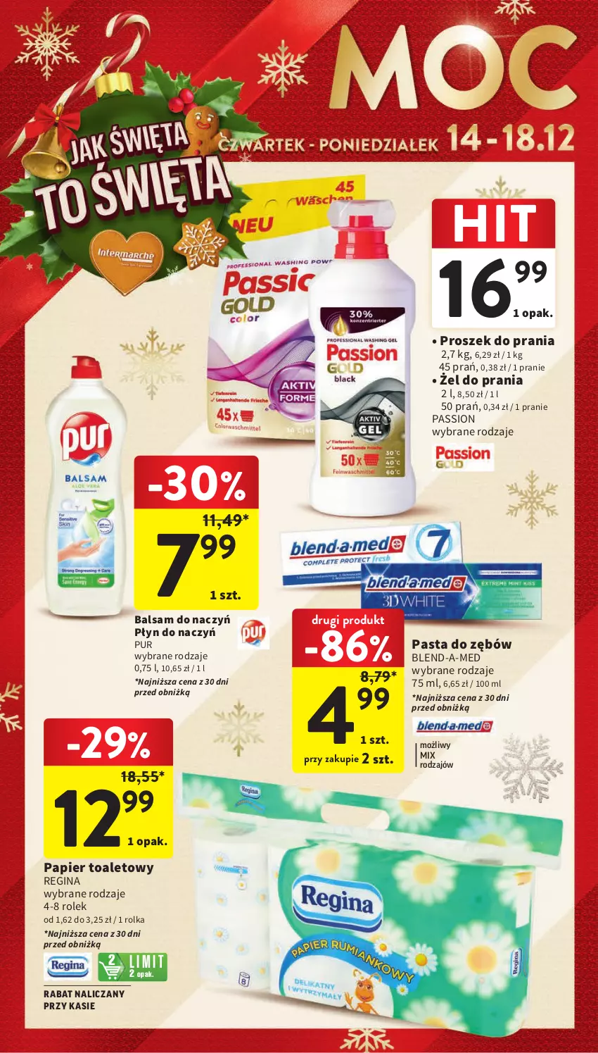 Gazetka promocyjna Intermarche - Gazetka Intermarche - ważna 07.12 do 13.12.2023 - strona 4 - produkty: Blend-a-Med, Gin, Papier, Papier toaletowy, Pasta do zębów, Proszek do prania, Pur