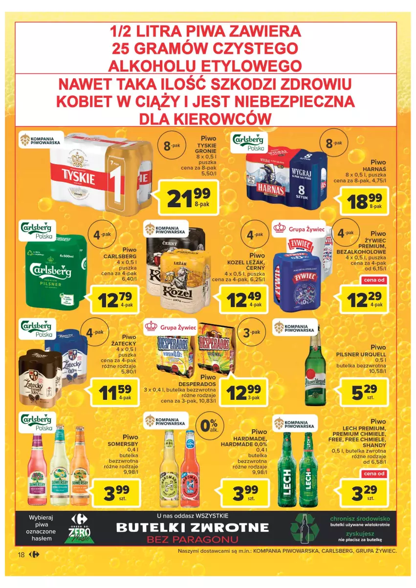 Gazetka promocyjna Carrefour - Gazetka Carrefour - ważna 02.08 do 13.08.2022 - strona 18 - produkty: Carlsberg, Desperados, Gra, Harnaś, Kozel, Lech Premium, Piec, Pilsner Urquell, Piwa, Piwo, Somersby, Tyskie