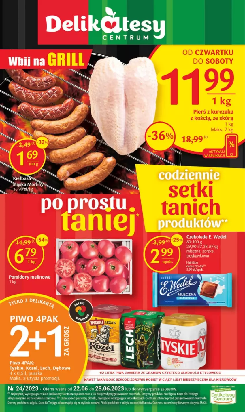 Gazetka promocyjna Delikatesy Centrum - Gazetka DC24-23 - ważna 22.06 do 28.06.2023 - strona 1 - produkty: Czekolada, E. Wedel, Gra, Piec, Piwa, Piwo, Pomidory, Rum