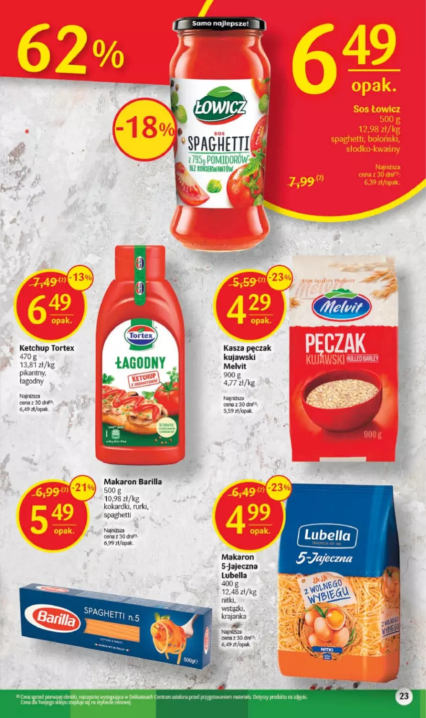 Gazetka promocyjna Delikatesy Centrum - Gazetka DC24-23 - ważna 22.06 do 28.06.2023 - strona 23 - produkty: Barilla, Bell, Bella, Kasza, Ketchup, Lubella, Makaron, Melvit, Rum, Rurki, Spaghetti