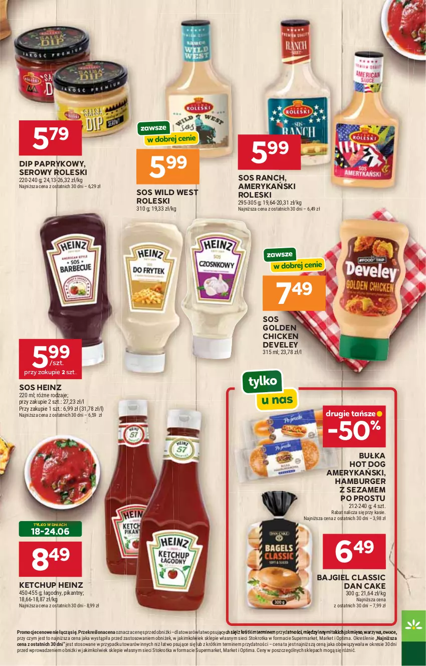 Gazetka promocyjna Stokrotka - Supermarket - ważna 11.06 do 17.06.2026 - strona 17 - produkty: Bułka, Burger, Dan Cake, Hamburger, Heinz, Hot dog, Ketchup, Mięso, Optima, Owoce, Ser, Sezam, Sos, Warzywa