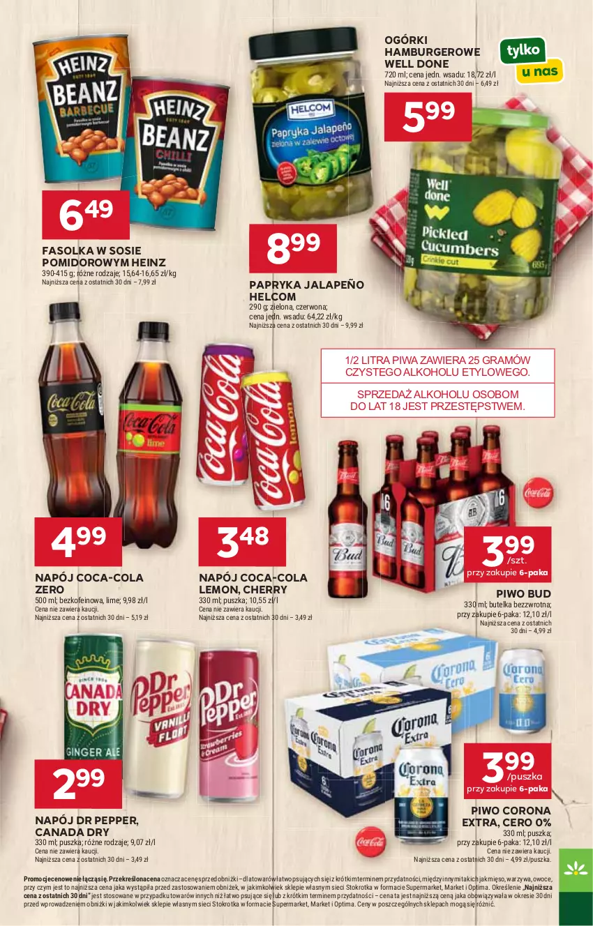 Gazetka promocyjna Stokrotka - Supermarket - ważna 11.06 do 17.06.2026 - strona 19 - produkty: Burger, Coca-Cola, Corona Extra, Fa, Gra, Hamburger, Heinz, HELCOM, Mięso, Napój, Optima, Owoce, Papryka, Papryka jalapeño, Piwa, Piwo, Sos, Warzywa