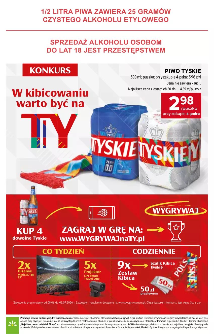 Gazetka promocyjna Stokrotka - Supermarket - ważna 11.06 do 17.06.2026 - strona 26 - produkty: Mięso, Optima, Owoce, Piwo, Tyskie, Warzywa