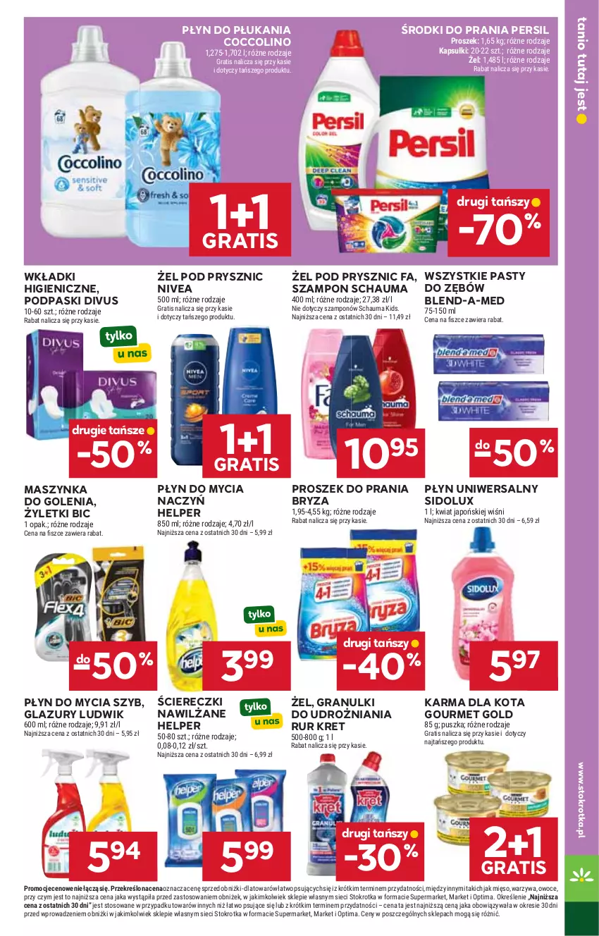 Gazetka promocyjna Stokrotka - Supermarket - ważna 11.06 do 17.06.2026 - strona 31 - produkty: BIC, Blend-a-Med, Bryza, Coccolino, Do mycia naczyń, Fa, Gourmet Gold, Gra, Kret, Lazur, Ludwik, Maszynka, Maszynka do golenia, Mięso, Nivea, Optima, Owoce, Persil, Płyn do mycia, Płyn do mycia naczyń, Płyn do płukania, Podpaski, Proszek do prania, Schauma, Sidolux, Szampon, Szynka, Warzywa, Wkładki