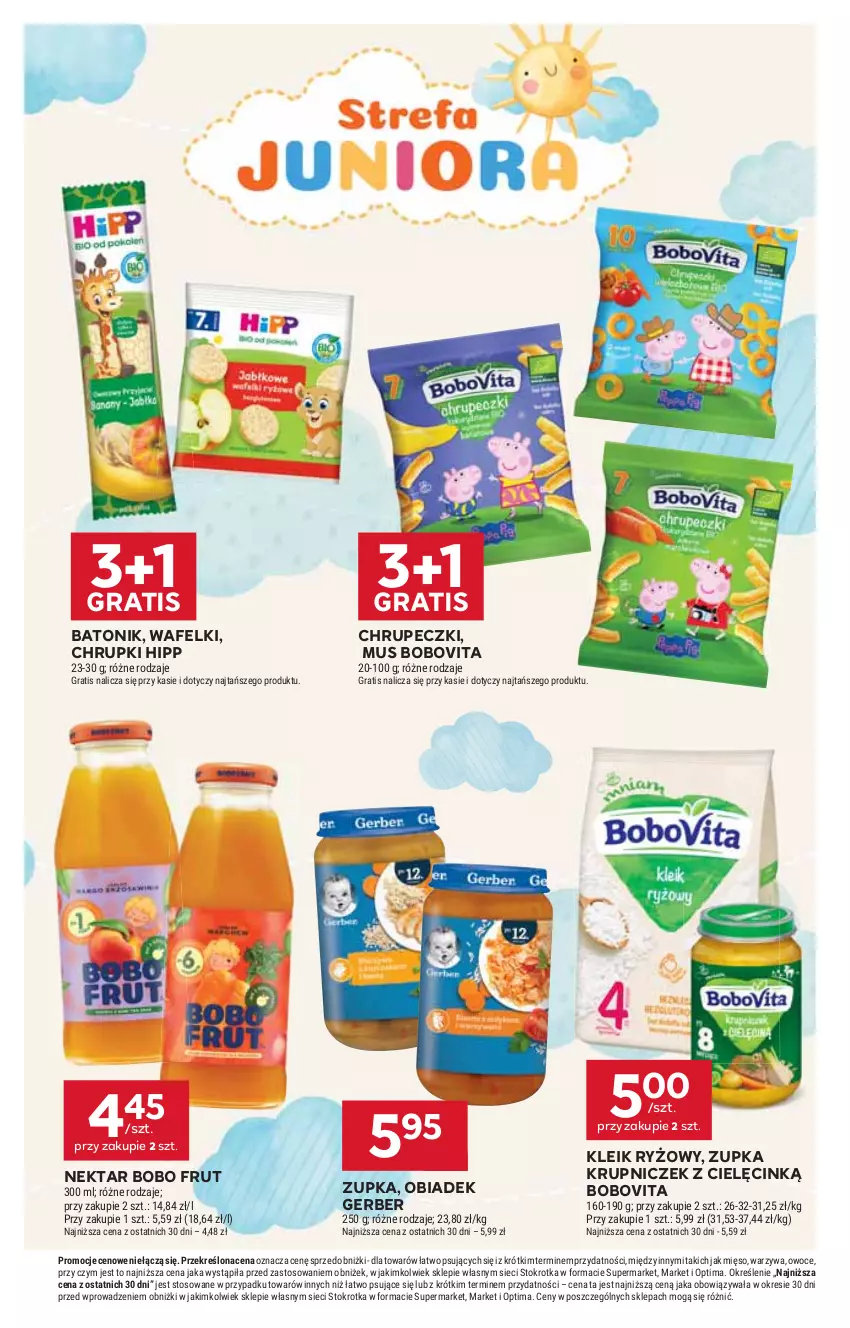 Gazetka promocyjna Stokrotka - Supermarket - ważna 11.06 do 17.06.2026 - strona 34 - produkty: Baton, BoboVita, Chrupki, Gerber, Gra, HiPP, Mięso, Mus, Nektar, Optima, Owoce, Ryż, Tonik, Warzywa