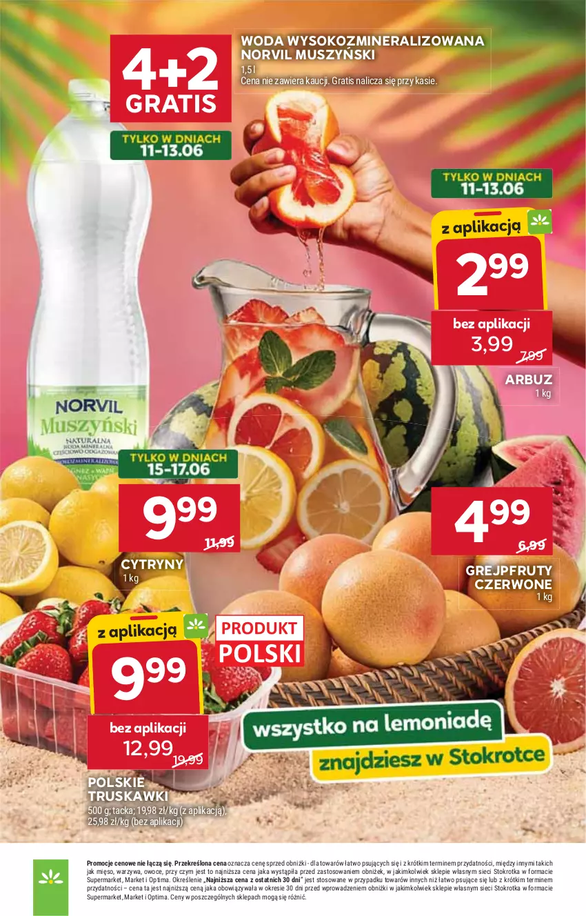 Gazetka promocyjna Stokrotka - Supermarket - ważna 11.06 do 17.06.2026 - strona 9 - produkty: Arbuz, Cytryny, Gra, Grejpfrut, HP, Mus, Sok, Truskawki, Woda