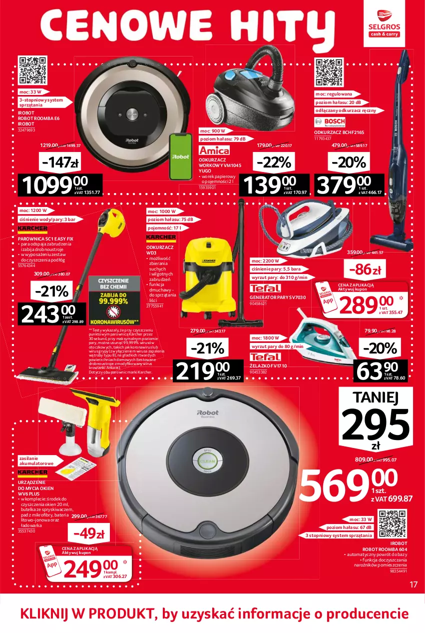 Gazetka promocyjna Selgros - Oferta przemysłowa - ważna 10.06 do 23.06.2021 - strona 17 - produkty: Akumulator, Bateria, Butelka ze spryskiwaczem, Generator pary, Gry, IRobot, Kärcher, LG, Narożnik, Odkurzacz, Papier, Parownica, Robot, Roomba, Silan, Top, Warka