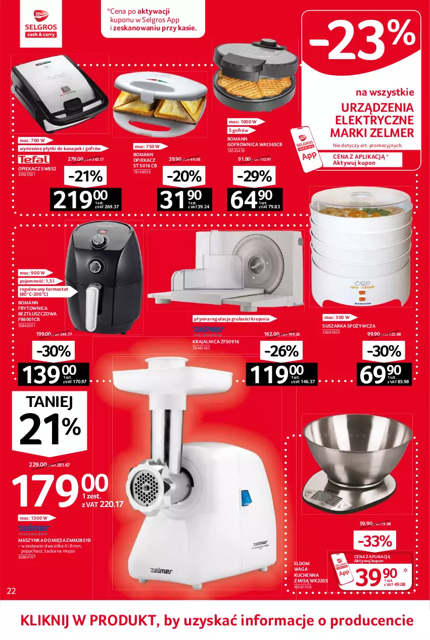 Gazetka promocyjna Selgros - Oferta przemysłowa - ważna 10.06 do 23.06.2021 - strona 22 - produkty: Gofrownica, LG, Maszynka, Mięso, Suszarka, Szynka, Termos, Waga, Zelmer