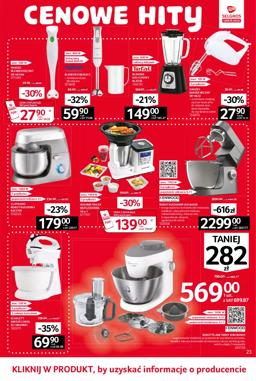 Gazetka promocyjna Selgros - Oferta przemysłowa - ważna 10.06 do 23.06.2021 - strona 23 - produkty: Blender, Blender ręczny, Dzbanek, Kubek, Maszynka, Maszynka do mielenia, Mikser, Mikser z misą, Robot, Robot planetarny, Ser, Szynka, Top, Trzepaczka