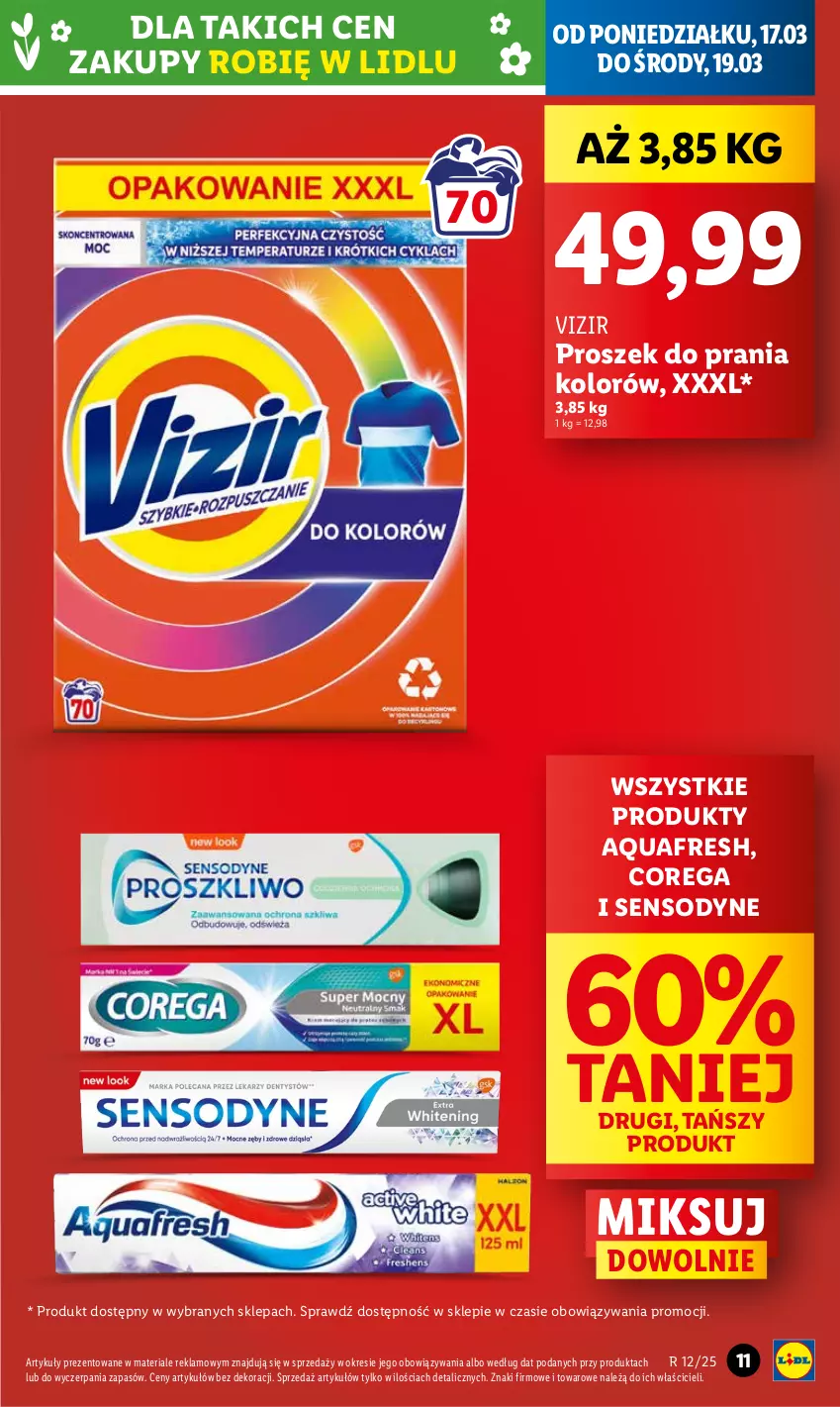 Gazetka promocyjna Lidl - GAZETKA - ważna 17.03 do 19.03.2025 - strona 11 - produkty: Aquafresh, Corega, Proszek do prania, Sensodyne, Vizir