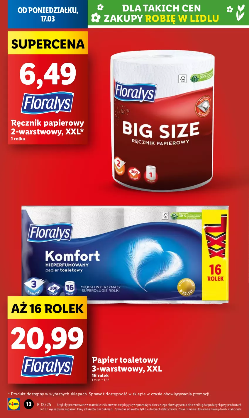 Gazetka promocyjna Lidl - GAZETKA - ważna 17.03 do 19.03.2025 - strona 12 - produkty: Papier, Papier toaletowy, Ręcznik