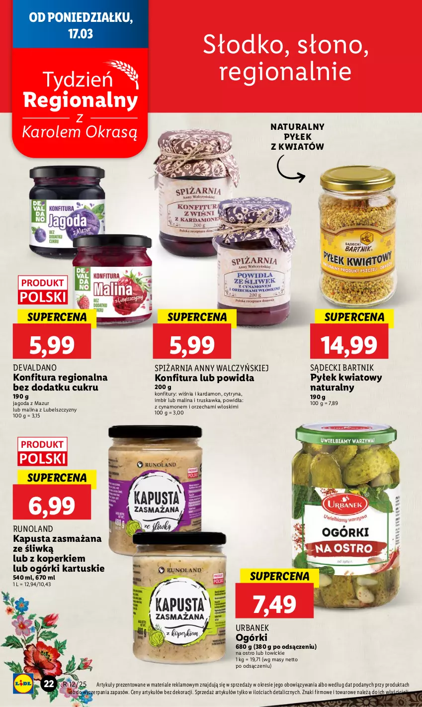 Gazetka promocyjna Lidl - GAZETKA - ważna 17.03 do 19.03.2025 - strona 22 - produkty: Imbir, Konfitura, Runoland