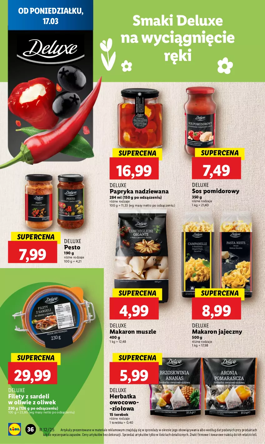 Gazetka promocyjna Lidl - GAZETKA - ważna 17.03 do 19.03.2025 - strona 36 - produkty: Makaron, Mus, Papryka, Pesto, Sos, Sos pomidorowy, Torebka