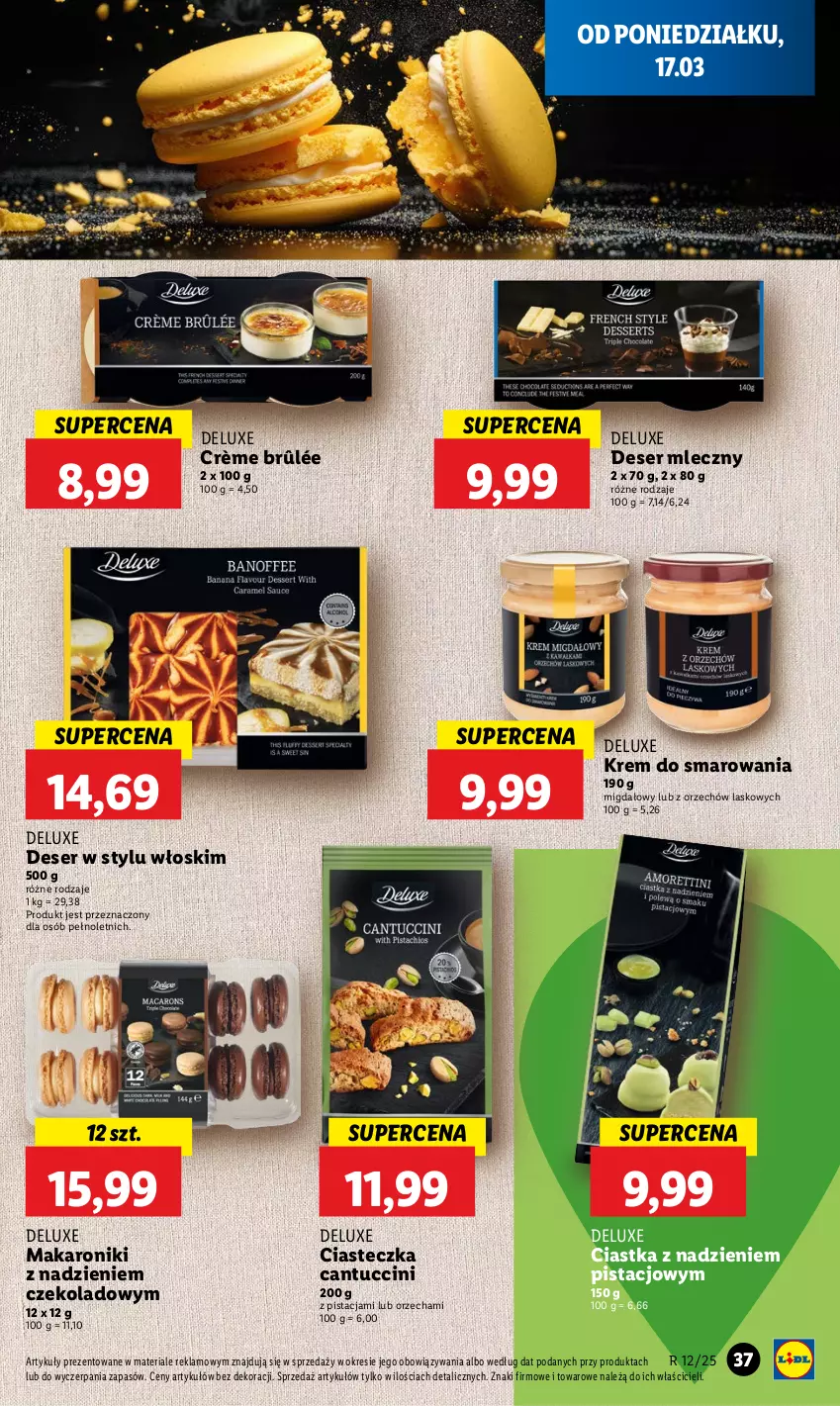 Gazetka promocyjna Lidl - GAZETKA - ważna 17.03 do 19.03.2025 - strona 37 - produkty: Ciastka, Crème brûlée, Deser, Deser mleczny, Makaron, Ser