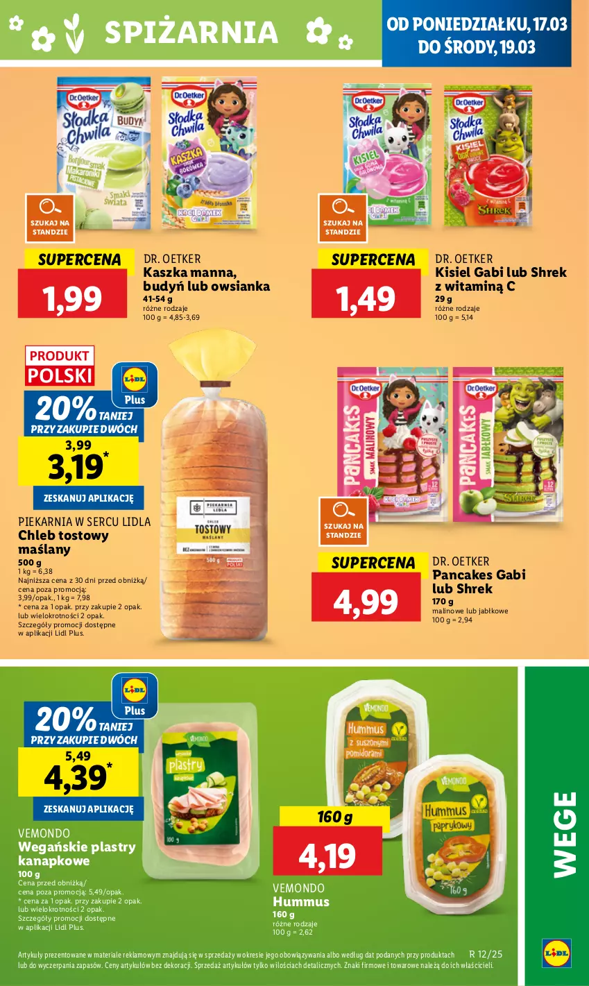 Gazetka promocyjna Lidl - GAZETKA - ważna 17.03 do 19.03.2025 - strona 49 - produkty: Budyń, Chleb, Chleb tostowy, Dr. Oetker, Hummus, Kisiel, Mus, Owsianka, Ser