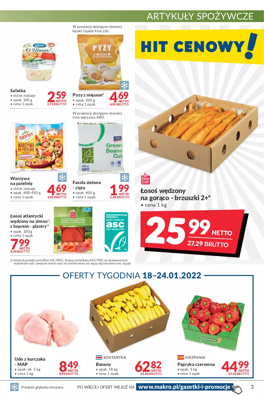 Gazetka promocyjna Makro - [Oferta promocyjna] Artykuły spożywcze i przemysłowe - ważna 07.01 do 24.01.2022 - strona 3 - produkty: Artykuły spożywcze, Banany, Fa, Fasola, Kurczak, Papryka, Papryka czerwona, Sałat, Sałatka, Udo z kurczaka, Warzywa