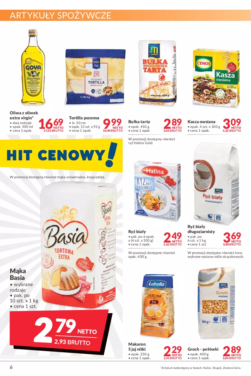 Gazetka promocyjna Makro - [Oferta promocyjna] Artykuły spożywcze i przemysłowe - ważna 07.01 do 24.01.2022 - strona 6 - produkty: Artykuły spożywcze, Basia, Bułka, Bułka tarta, Gin, Groch, Kasza, Mąka, Mąka uniwersalna, Makaron, Oliwa z oliwek, Ryż, Ryż biały, Tarta, Tortilla