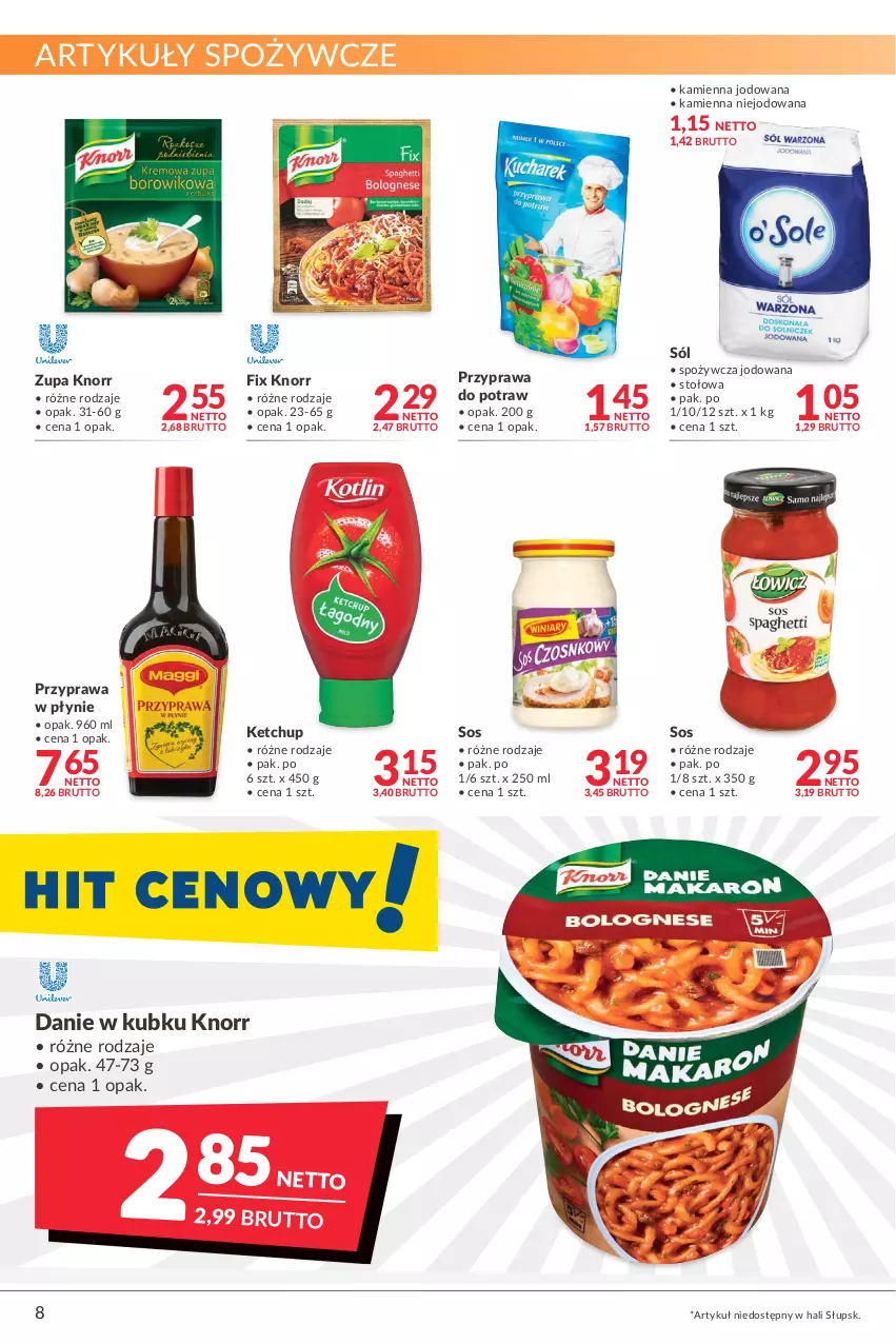 Gazetka promocyjna Makro - [Oferta promocyjna] Artykuły spożywcze i przemysłowe - ważna 07.01 do 24.01.2022 - strona 8 - produkty: Artykuły spożywcze, Ketchup, Knorr, Przyprawa do potraw, Przyprawa w płynie, Sól, Sos, Zupa