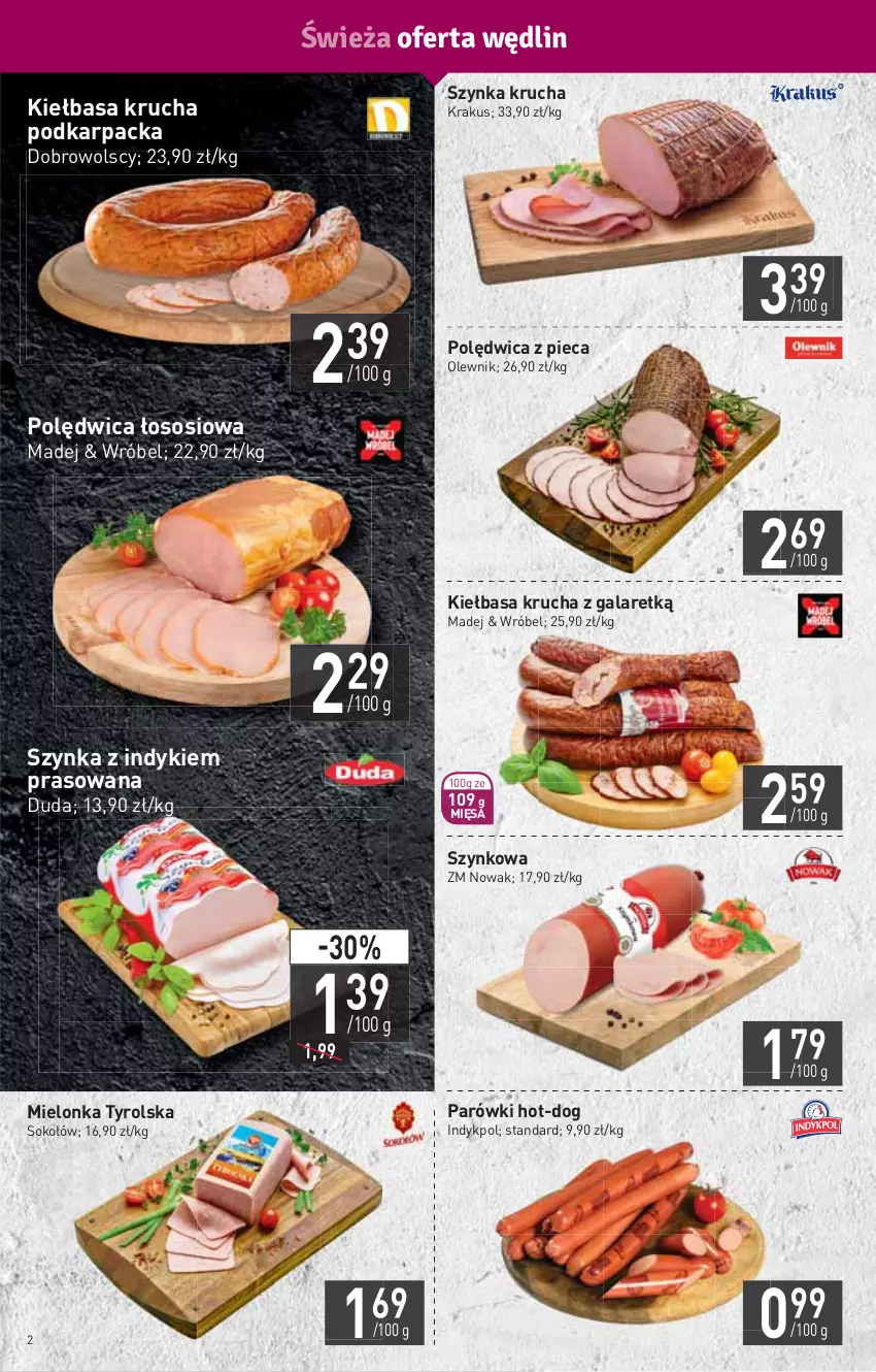 Gazetka promocyjna Stokrotka - Market - ważna 16.09 do 22.09.2021 - strona 2 - produkty: Duda, Gala, HP, Karp, Kiełbasa, Kiełbasa krucha, Krakus, Mielonka tyrolska, NOWAK, Olewnik, Parówki, Piec, Polędwica, Sok, Sokołów, Sos, Szynka