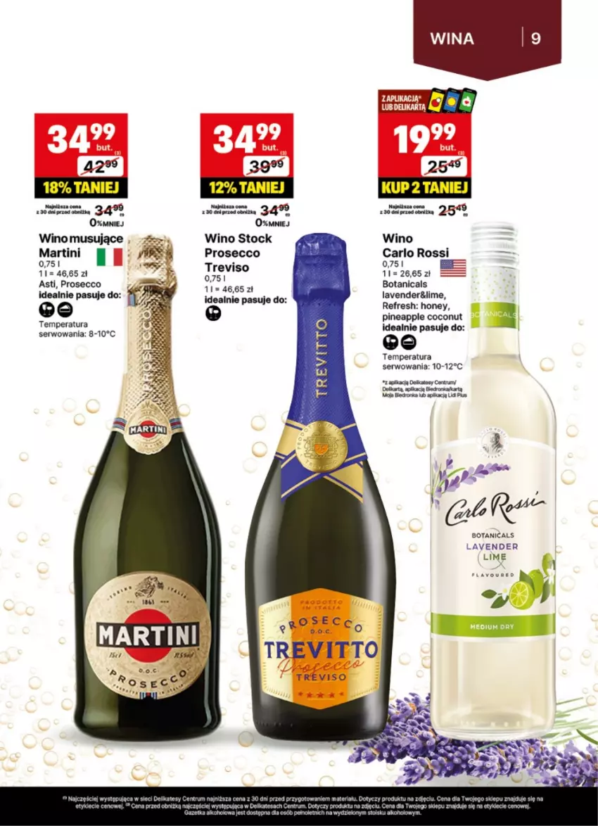 Gazetka promocyjna Delikatesy Centrum - Delibarek DC28-DC29 - ważna 07.07 do 20.07.2025 - strona 9 - produkty: Dron, Martini, Mus, Prosecco, Rum, Ser, Stock, Wino, Wino musujące