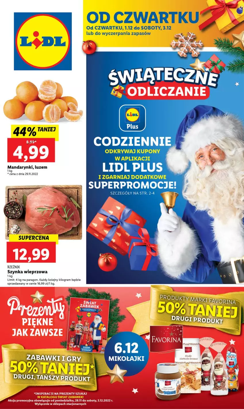 Gazetka promocyjna Lidl - GAZETKA - ważna 01.12 do 03.12.2022 - strona 1 - produkty: Fa, Gra, Olej, Szynka, Szynka wieprzowa