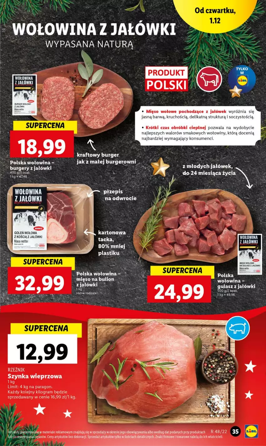 Gazetka promocyjna Lidl - GAZETKA - ważna 01.12 do 03.12.2022 - strona 35 - produkty: Bulion, Burger, Fa, Gra, Lion, Mięso, Mięso wołowe, Olej, Szynka, Szynka wieprzowa, Wołowina