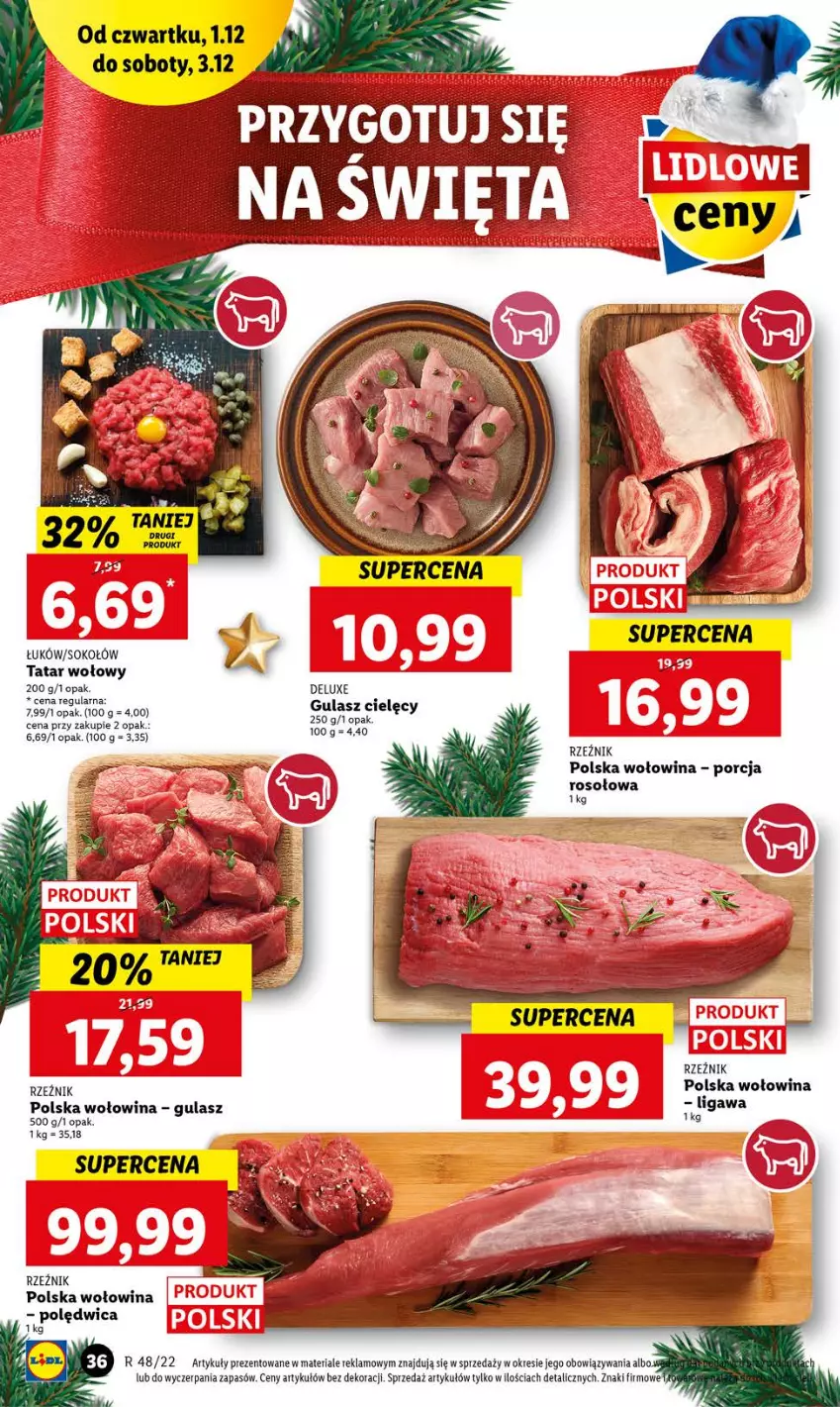 Gazetka promocyjna Lidl - GAZETKA - ważna 01.12 do 03.12.2022 - strona 36 - produkty: Polędwica, Por, Sok, Sokołów, Tatar wołowy, Wołowina