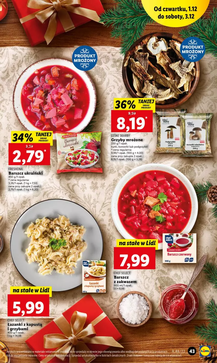 Gazetka promocyjna Lidl - GAZETKA - ważna 01.12 do 03.12.2022 - strona 43 - produkty: Borowiki, Grzyby, Kapustą, Podgrzybki