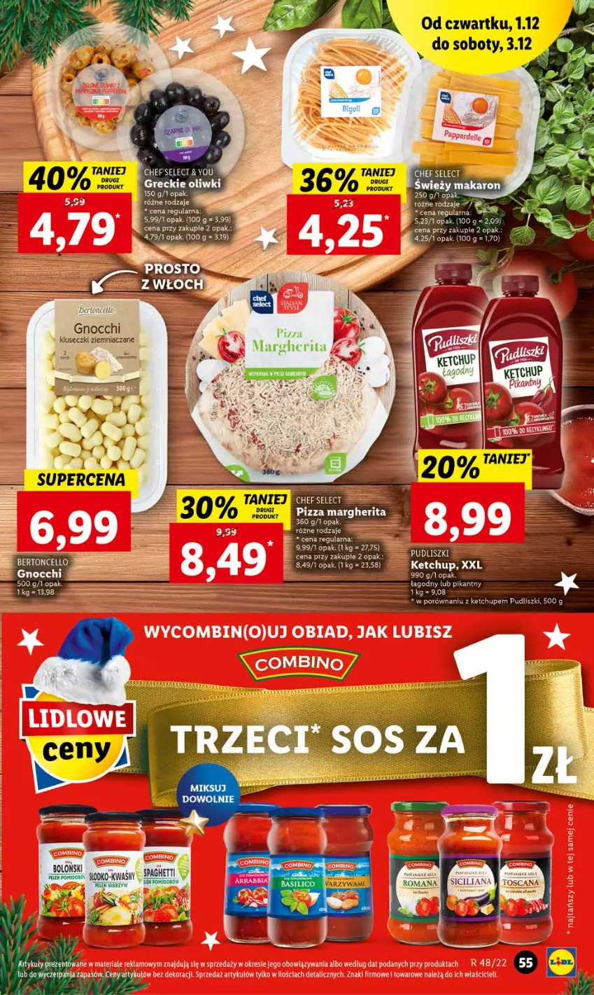 Gazetka promocyjna Lidl - GAZETKA - ważna 01.12 do 03.12.2022 - strona 55 - produkty: Gnocchi, Makaron, Oliwki, Pizza