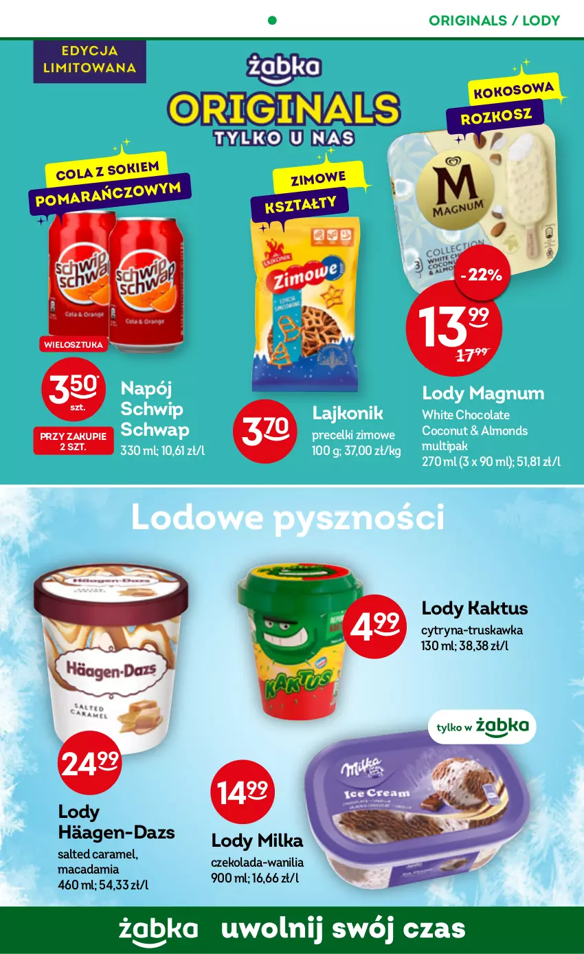 Gazetka promocyjna Żabka - ważna 23.11 do 29.11.2022 - strona 29 - produkty: Czekolada, Gin, Kaktus, Kokos, Kosz, Lajkonik, Lody, Milka, Napój, Precelki