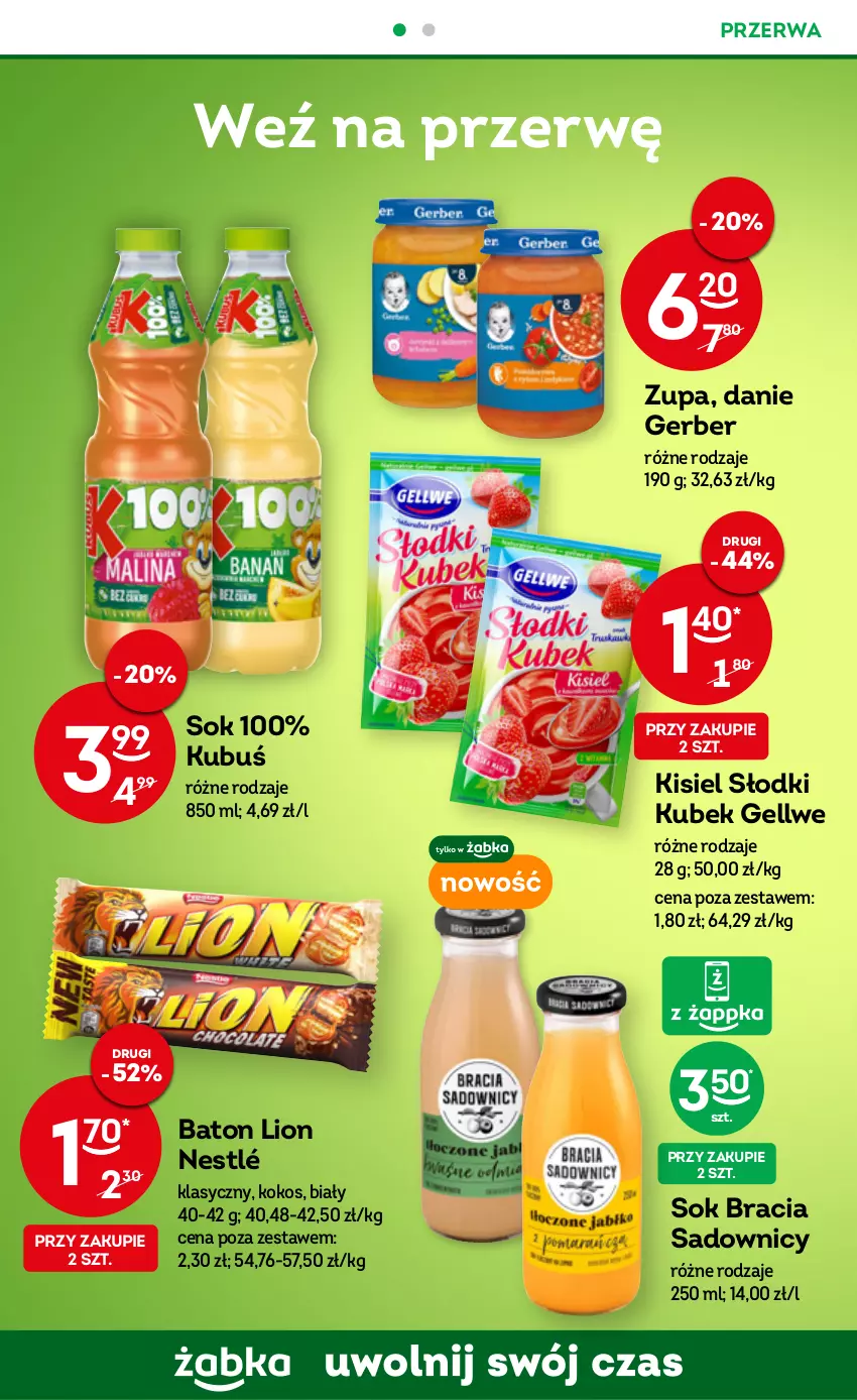 Gazetka promocyjna Żabka - ważna 23.11 do 29.11.2022 - strona 34 - produkty: Baton, Gerber, Kisiel, Kokos, Kubek, Kubuś, Lion, Nestlé, Sok, Zupa