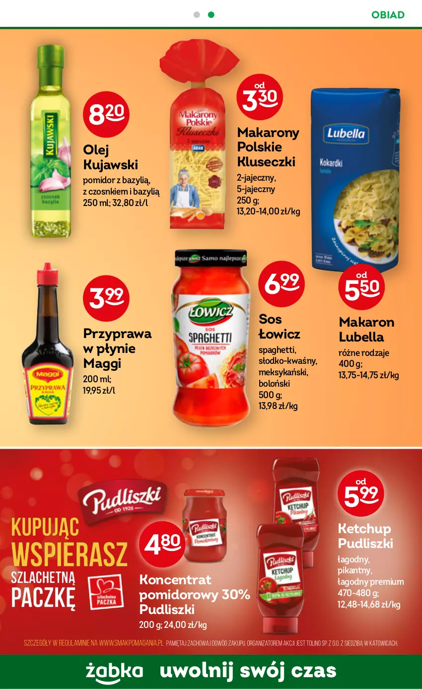 Gazetka promocyjna Żabka - ważna 23.11 do 29.11.2022 - strona 39 - produkty: Bazyl, Bell, Bella, Ketchup, Koncentrat pomidorowy, Kujawski, Lubella, Maggi, Makaron, Olej, Przyprawa w płynie, Pudliszki, Sos, Spaghetti