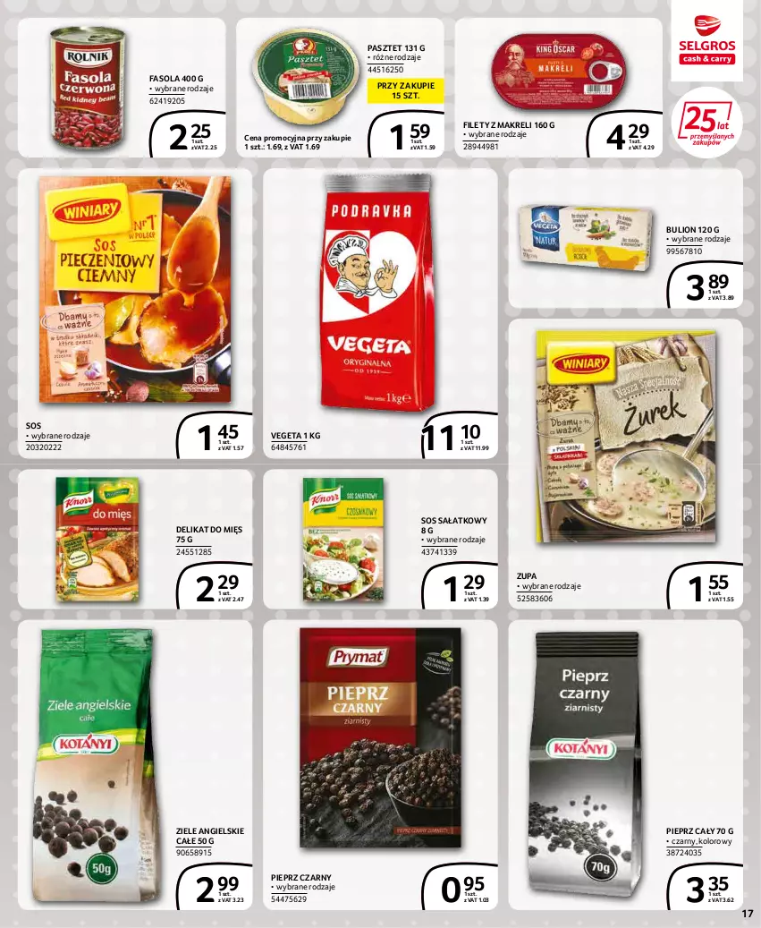 Gazetka promocyjna Selgros - Extra Oferta - ważna 01.03 do 31.03.2022 - strona 17 - produkty: Bulion, Fa, Fasola, Lion, Pasztet, Pieprz, Sałat, Sos, Vegeta, Ziele angielskie, Zupa