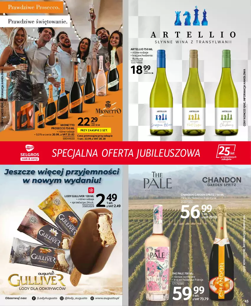 Gazetka promocyjna Selgros - Extra Oferta - ważna 01.03 do 31.03.2022 - strona 45 - produkty: Lody, Mionetto, Prosecco, Rum