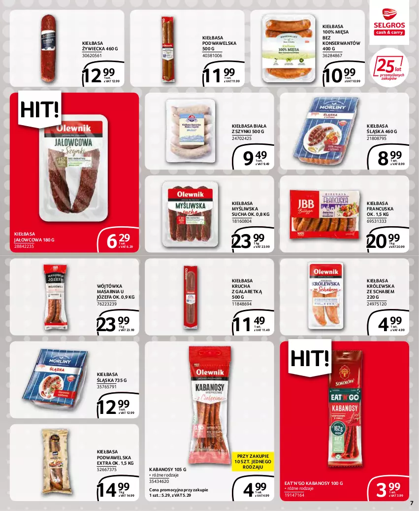 Gazetka promocyjna Selgros - Extra Oferta - ważna 01.03 do 31.03.2022 - strona 7 - produkty: Fa, Gala, Kabanos, Kiełbasa, Kiełbasa biała, Kiełbasa krucha, Kiełbasa podwawelska, Kiełbasa śląska, Ser, Wawel