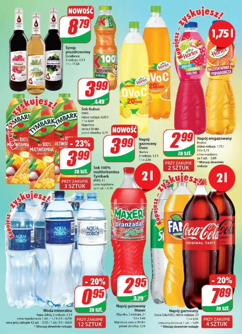 Gazetka promocyjna Dino - ważna 30.08 do 05.09.2023 - strona 12 - produkty: Hortex, Kubuś, Napój, Napój gazowany, Napój niegazowany, Sok