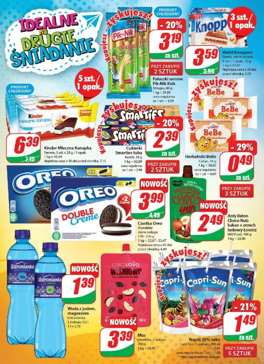 Gazetka promocyjna Dino - ważna 30.08 do 05.09.2023 - strona 19 - produkty: Baton, Ciastka, Cukier, Cukierki, Ferrero, Herbatniki, Kakao, Kinder, Knoppers, Magnez, Mleczna kanapka, Oreo, Ser, Woda