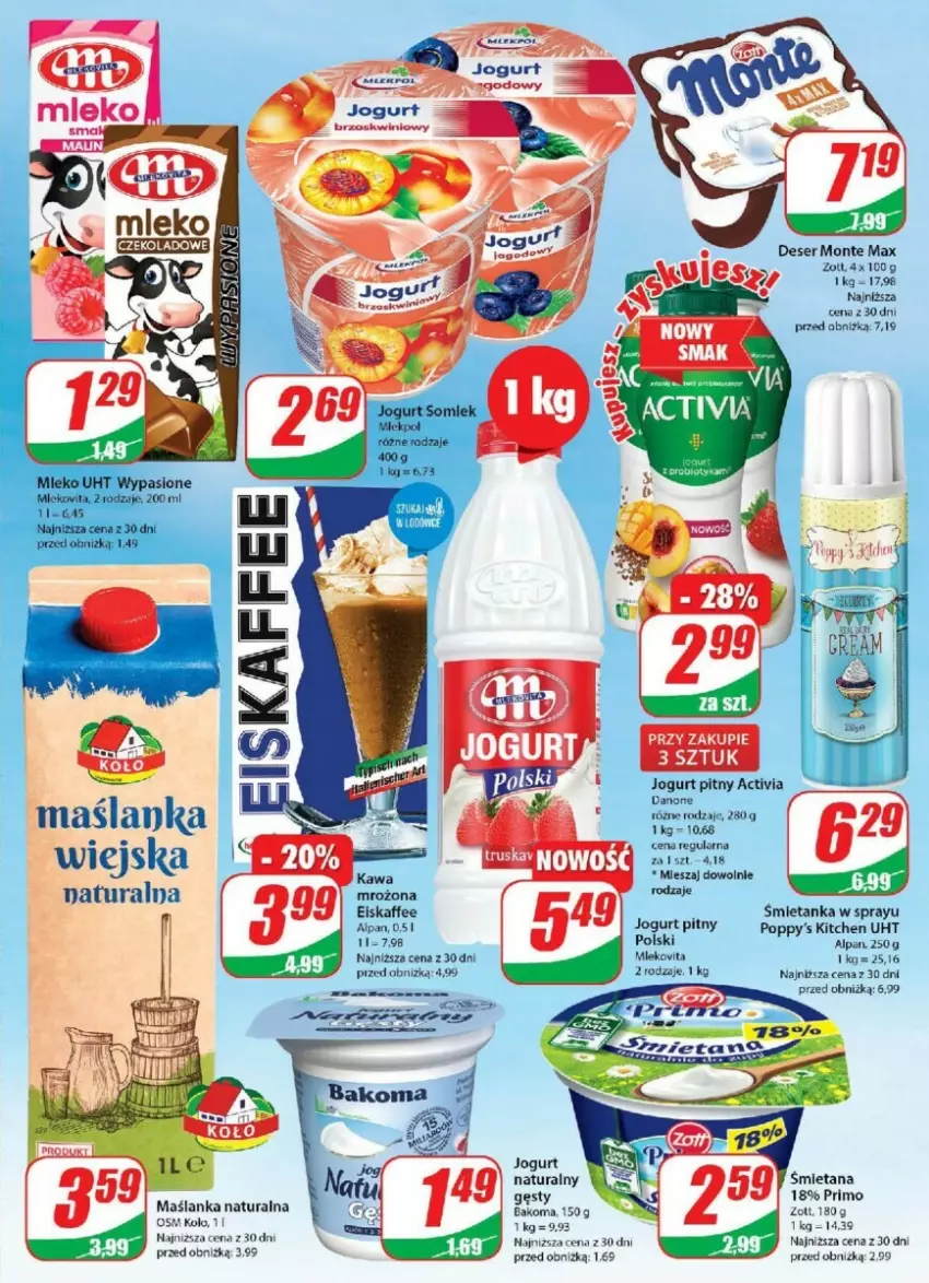 Gazetka promocyjna Dino - ważna 30.08 do 05.09.2023 - strona 5 - produkty: Bakoma, Deser, Jogurt, Jogurt naturalny, Maślanka, Monte, Ser, Zott